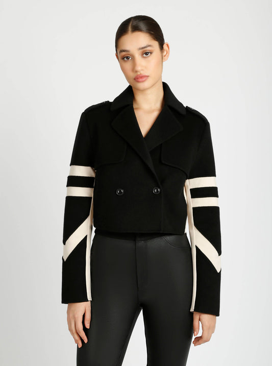 Handmade Wool Crop Jacket Black/Lt Camel (JLS) - Blanc Noir