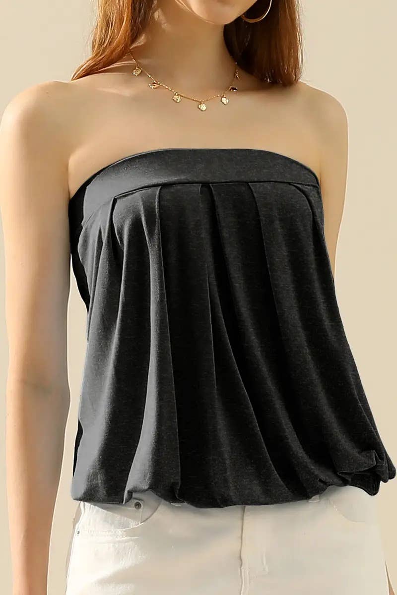 Seamless Ribbed Bandeau Top for Layering: MUSTARD / (L) 1