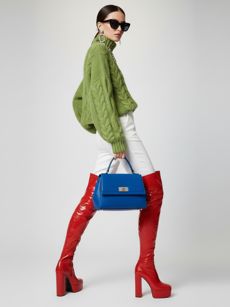 Green Cable Knit Sweater TRIBECA: New Colección COUTURE in NOLITA - BYMANYC ® New York: Green / One Size