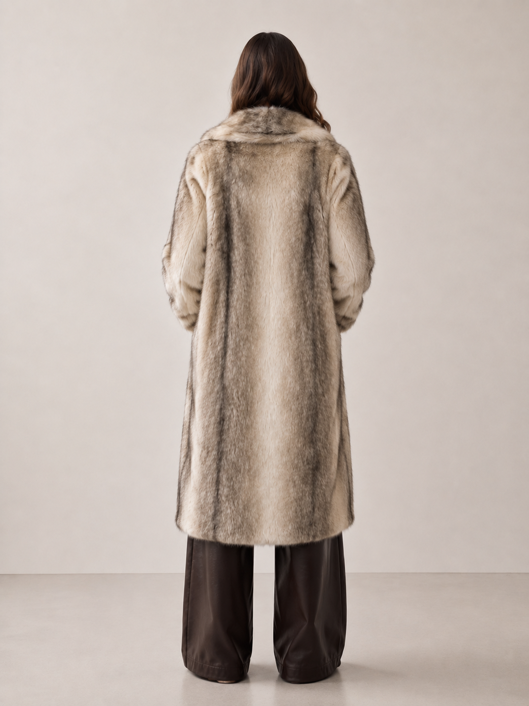 Sag Harbor Oversized Faux Fur Longline Coat Long Fur Coat: Camel / S/M
