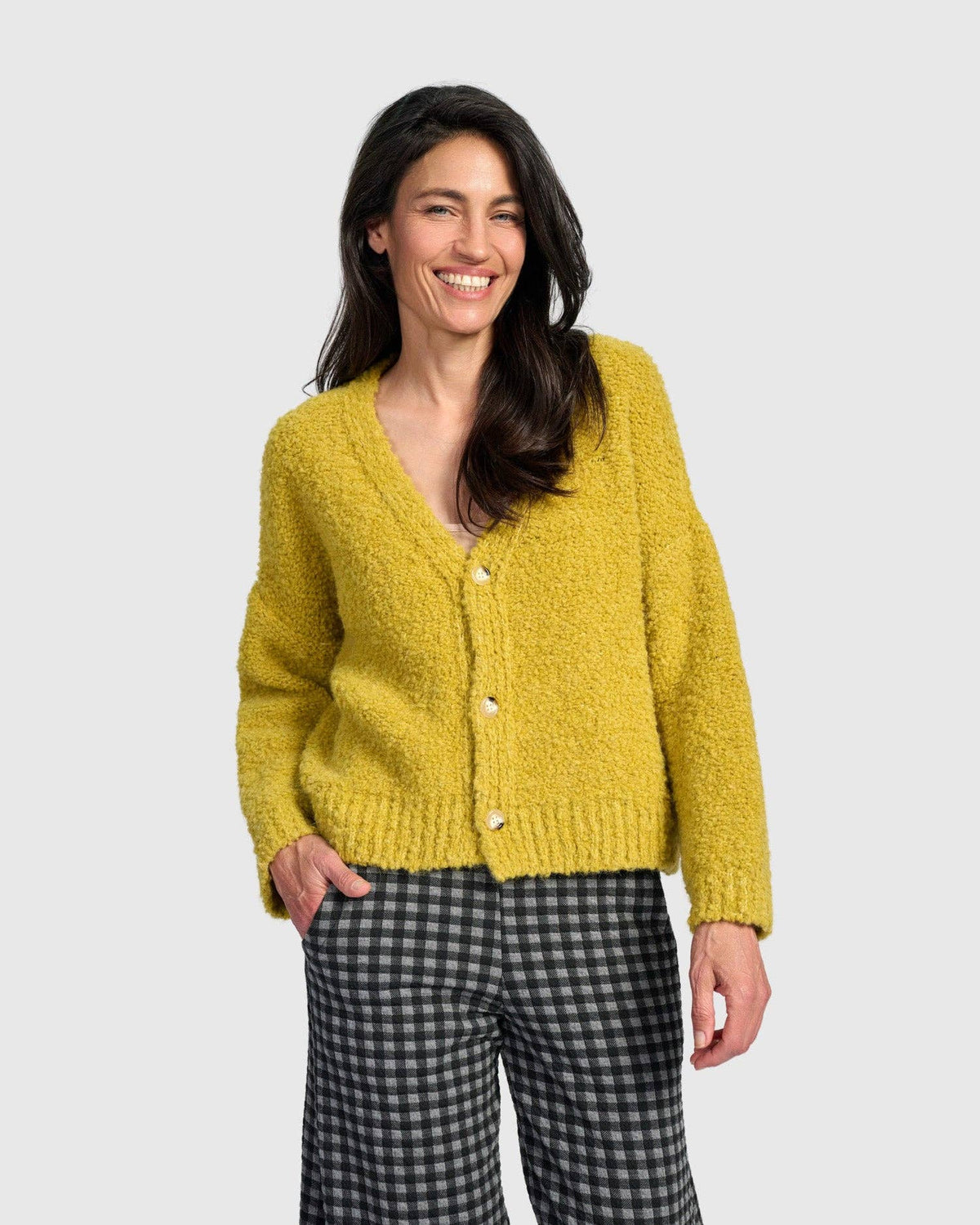 Teddy Boucle Cardigan, Sunflower: Honey / S (US 8-12)