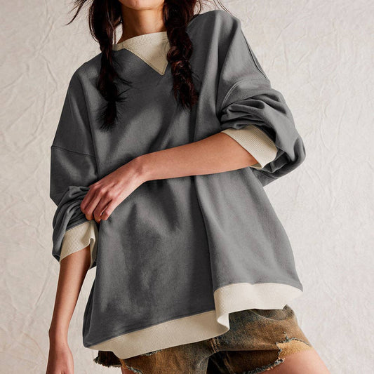 Color Block Loose Fit Sweatshirt for Women: E24W0439-4313 / S