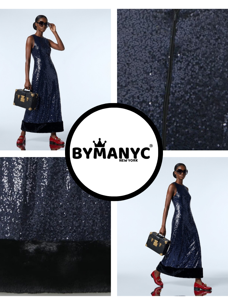 EMPIRE Women's Sequin Gown Prêt-à-Porter BYMANYC ® New York: Navy Blue / M
