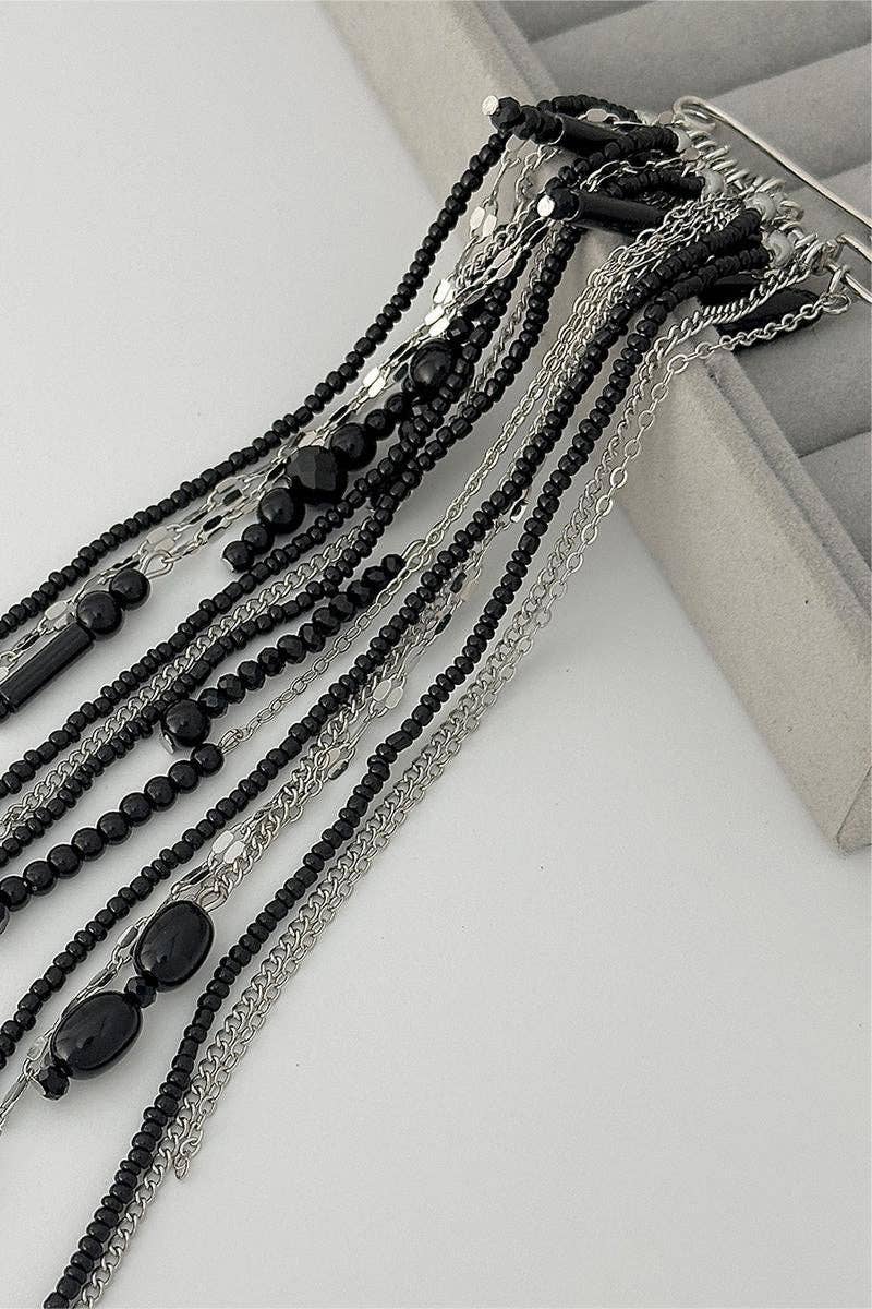 Elegant Multi-Layered Charm Brooch: BLACK / One Size