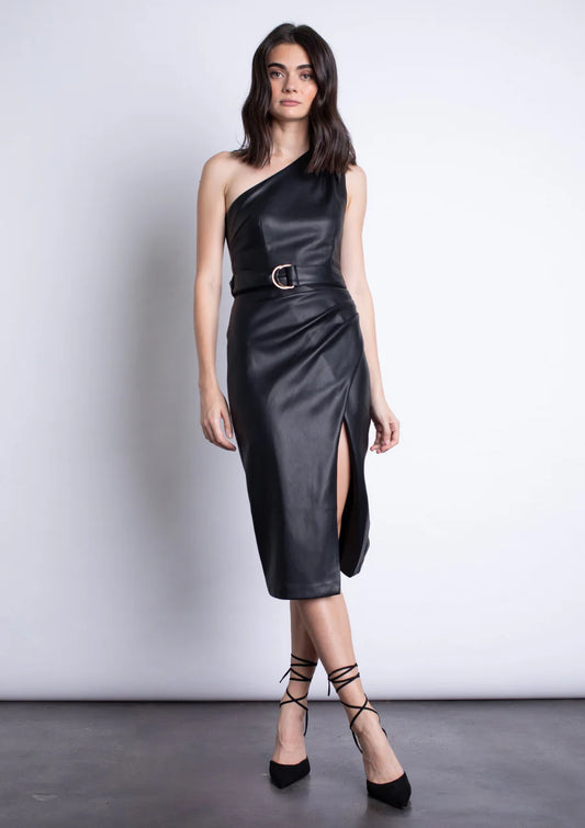 Candelaria Midi Vegan Leather Dress 5972 - Karina Grimaldi