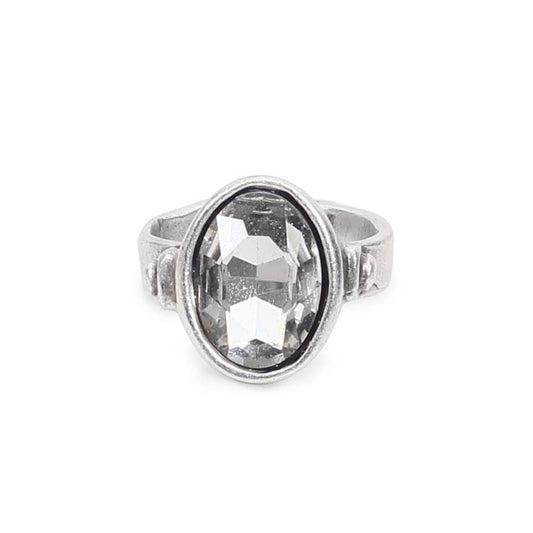 Handmade Clear Crystal Brass Ring - 6936