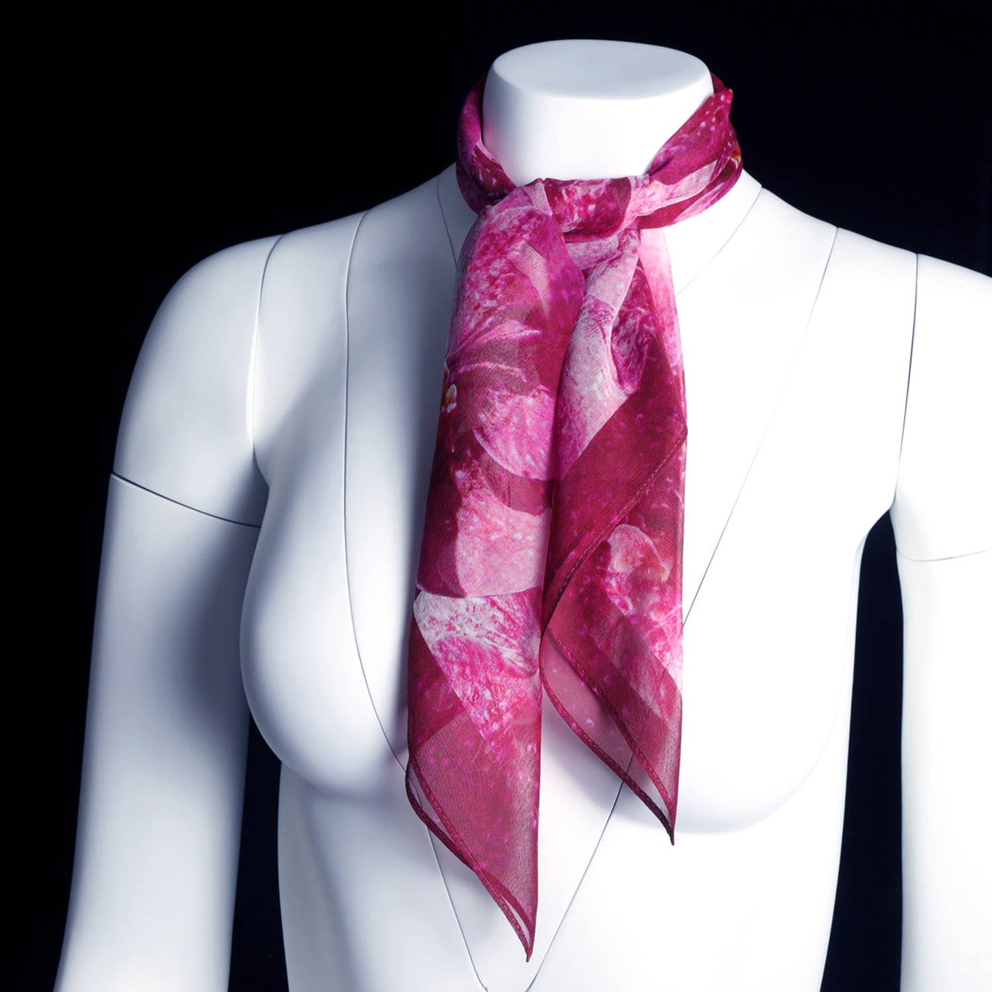 Silk 26 Inch Square Scarf - Orchids - Pink to Deep Magenta