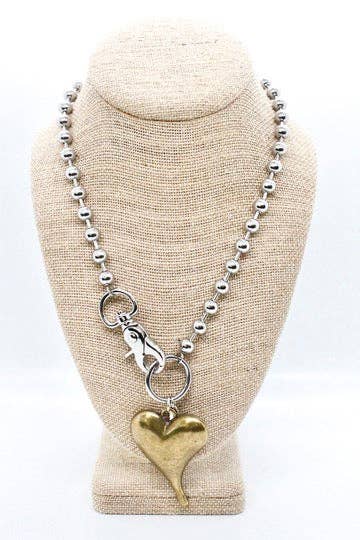 Simple Brass Pendant Convertible Silver Chain Necklace: Single 8mm