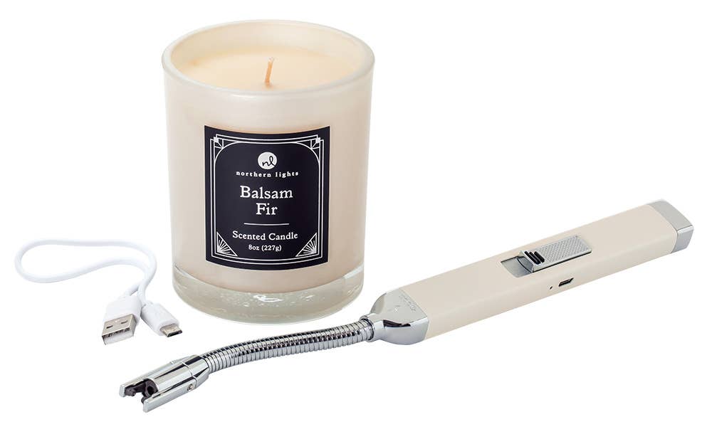 Champagne Rechargeable Candle Lighter and Candle Gift Set
