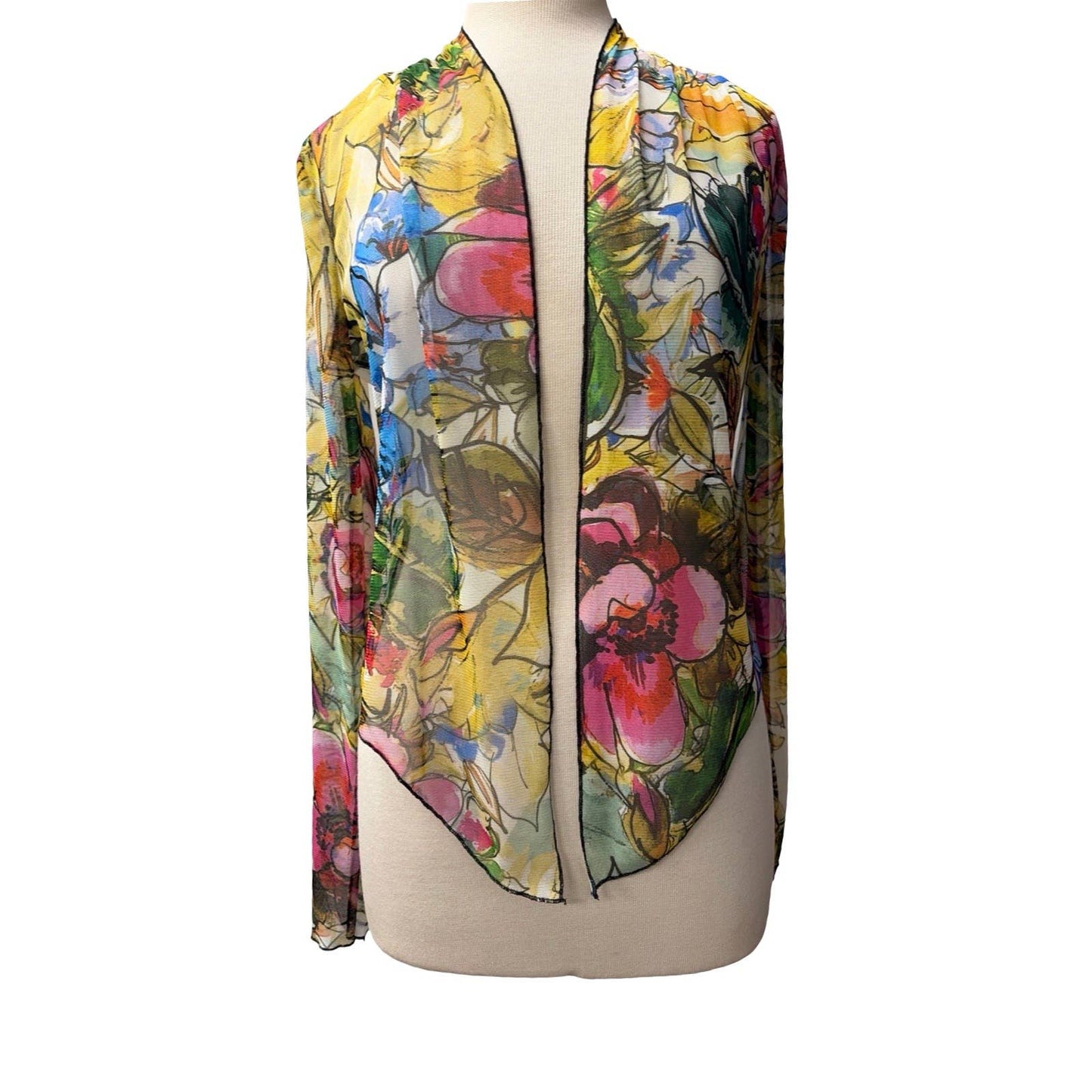 JADE Sheer Long Sleeve Print Bolero Cover-up : XS