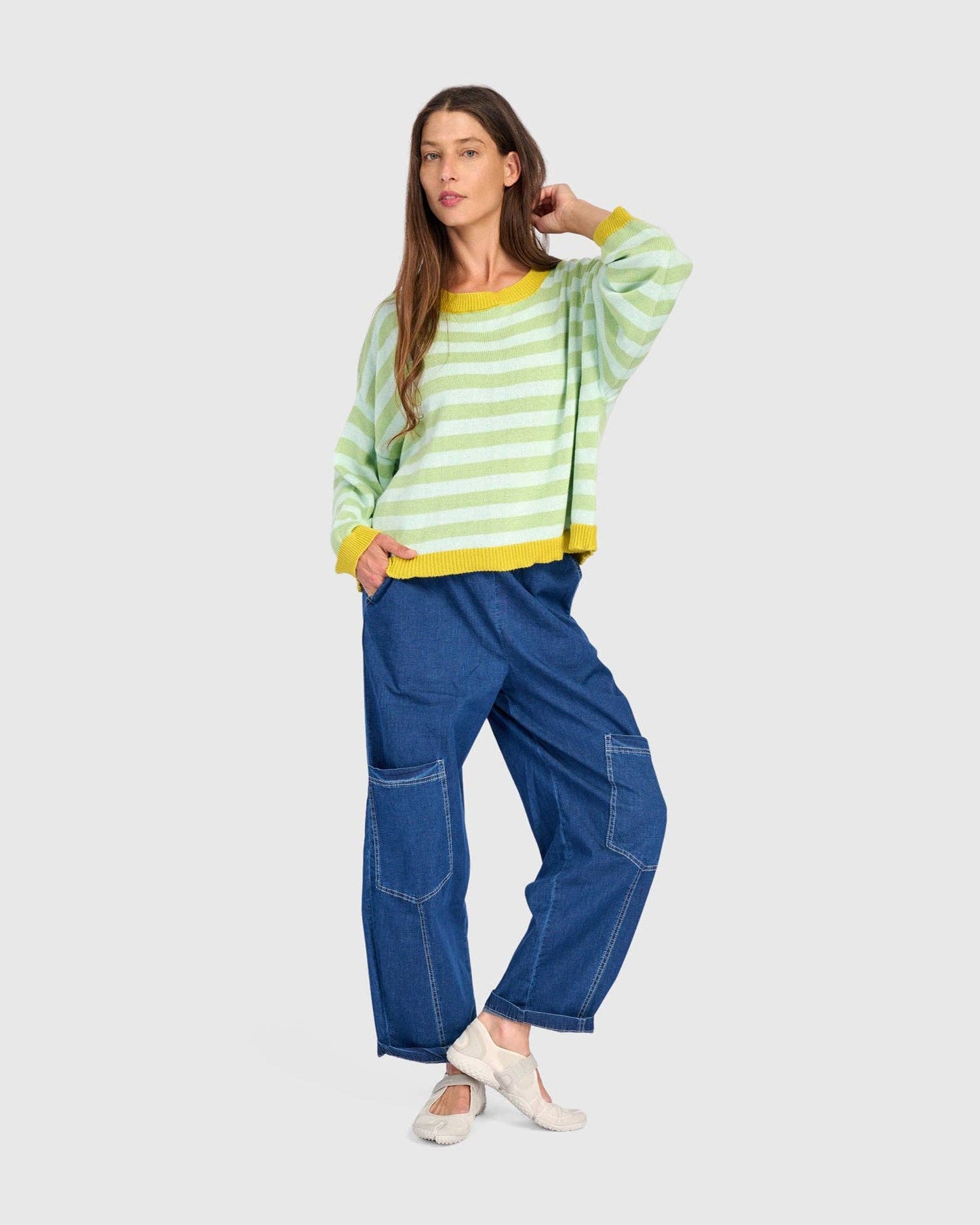 Lolly Stripe Sweater, Pistachio: Pistachio / ONE SIZE