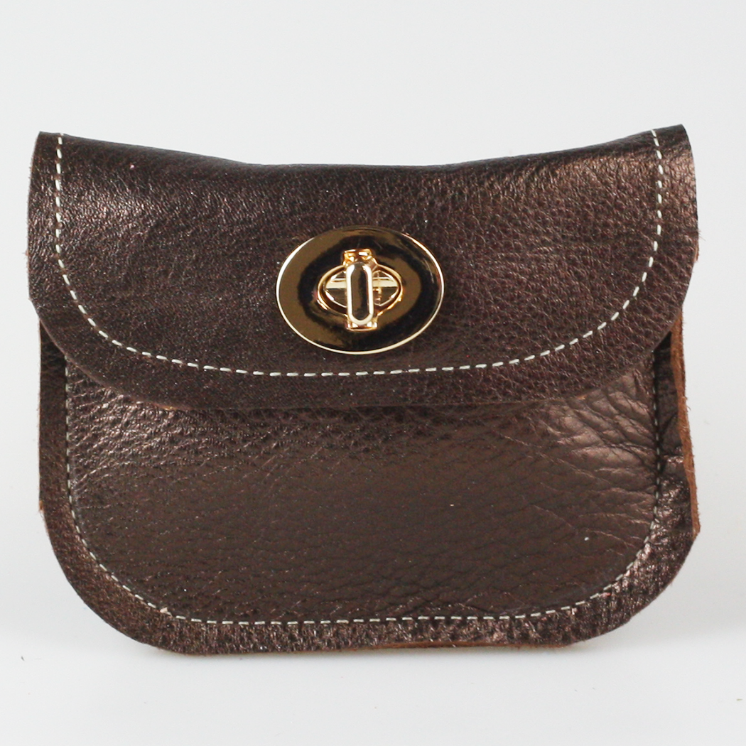 The Turnlock Metallic Leather Wallets: 3 sizes!: Silver / Hamilton: 8"x4.5"