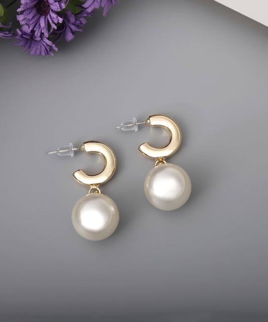 Silvertone Big Circle Thin Bar Earrings