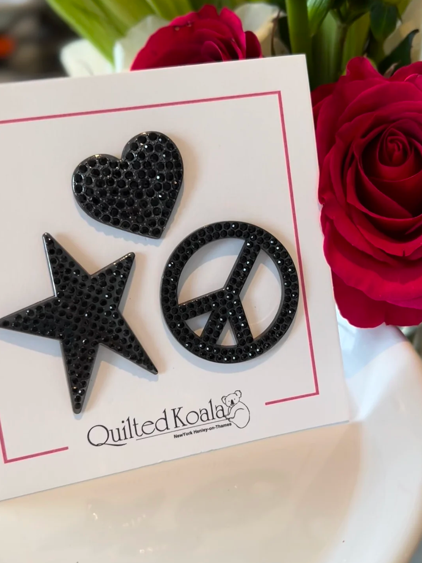 Jewelry Pins - Black Set (Heart, Star, Peace sign)