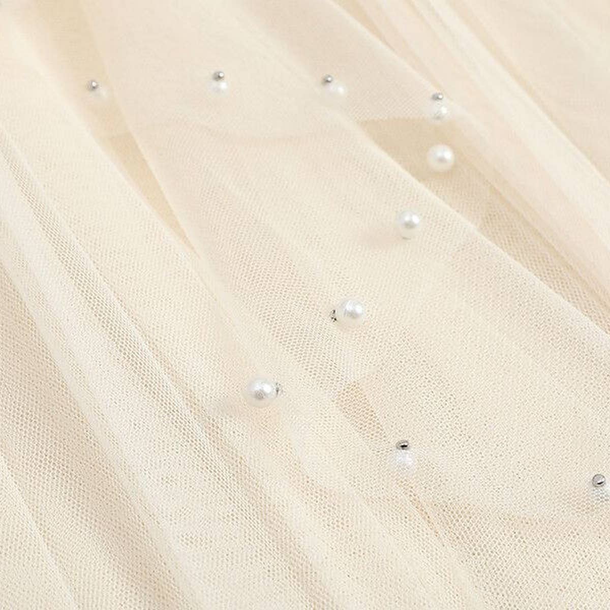 BEADED MESH PLEATED SKIRT A LINE TULLE SKIRT_CWBLS0398: GREY / (OS) 1