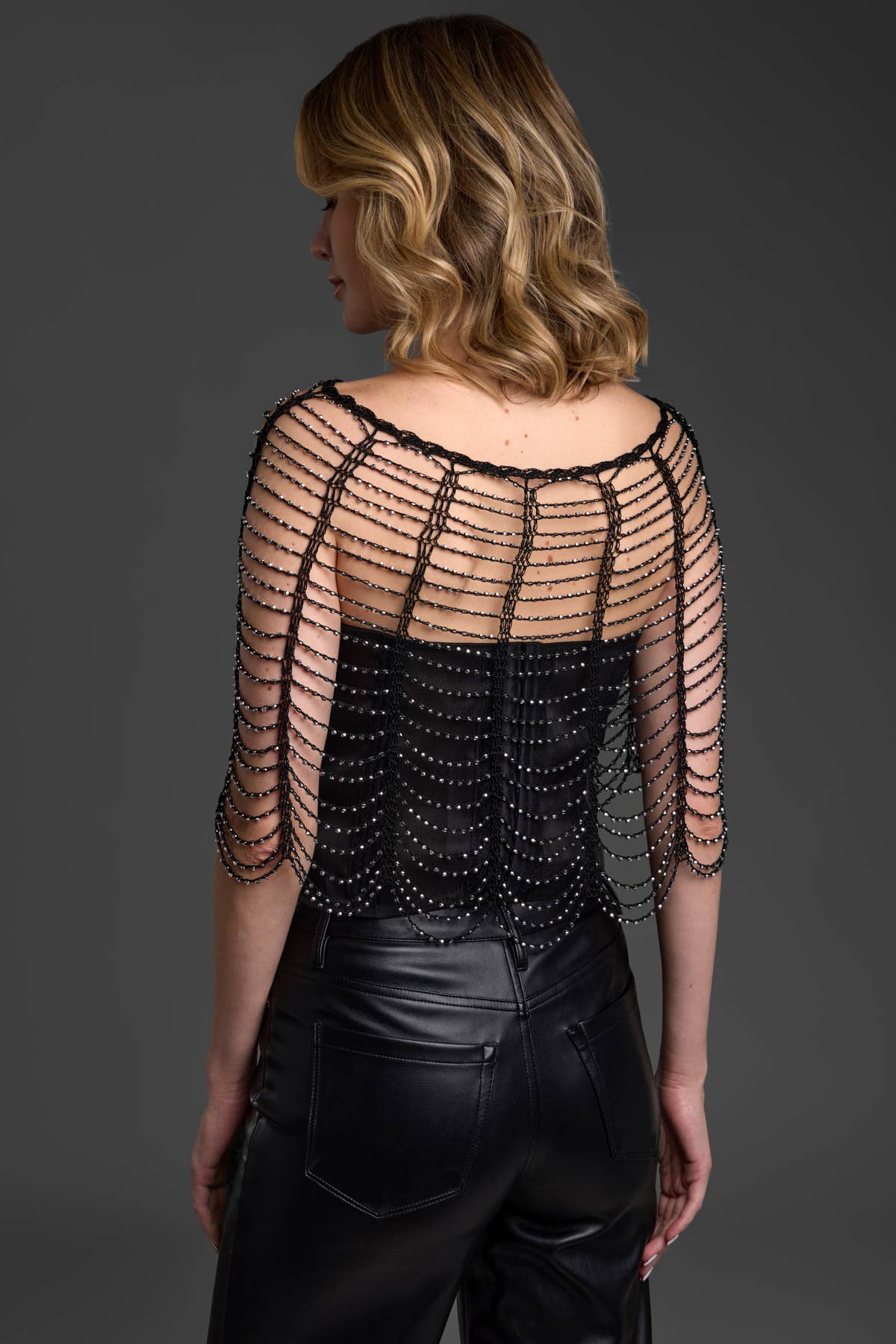 Festive Scallop Beaded Capelet: Silver