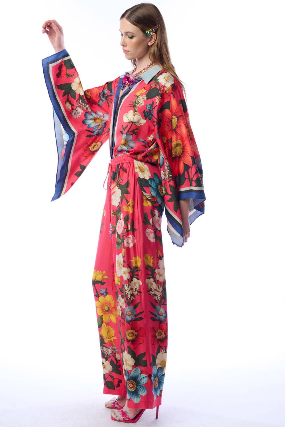 Floral Garden Shirt | Button-Down Blouse | Long Sleeves Top: Rose Floral / S