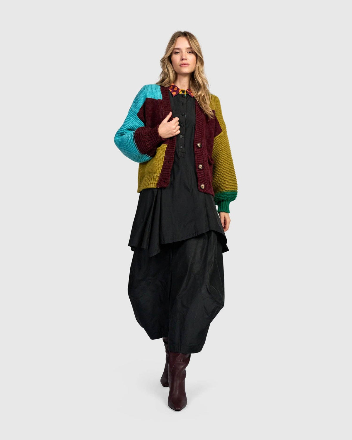 Carnival Chunky Cardigan, Primary Mix: Wine / M (US 12-14)