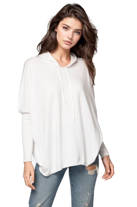 Reese Hoodie Zen Blend Pullover Sweater: White / XS/S