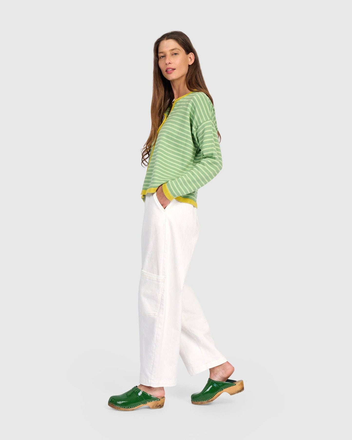 Thimble Trimmed Cardigan, Pistachio: Lime / ONE SIZE
