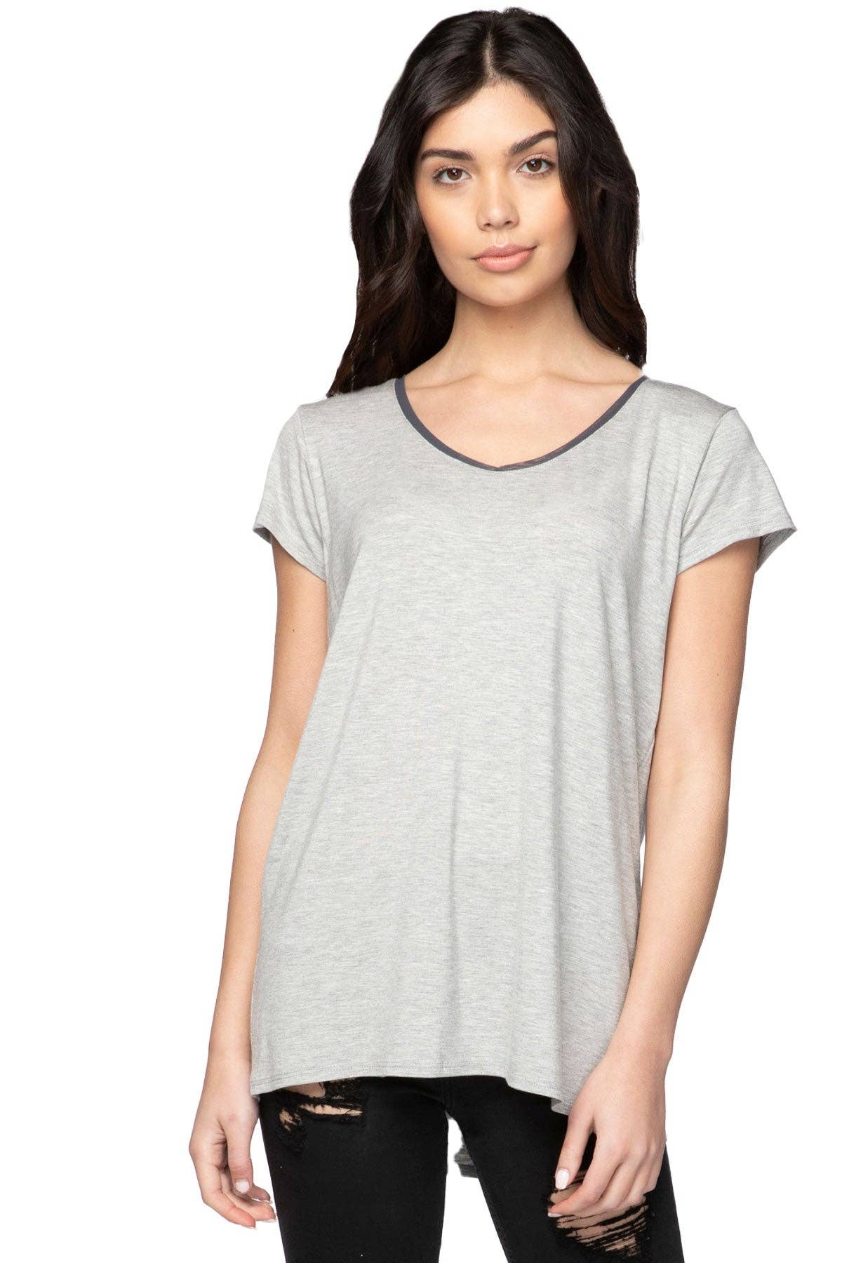 Mesh Trim Rayon Jersey Layering Tee