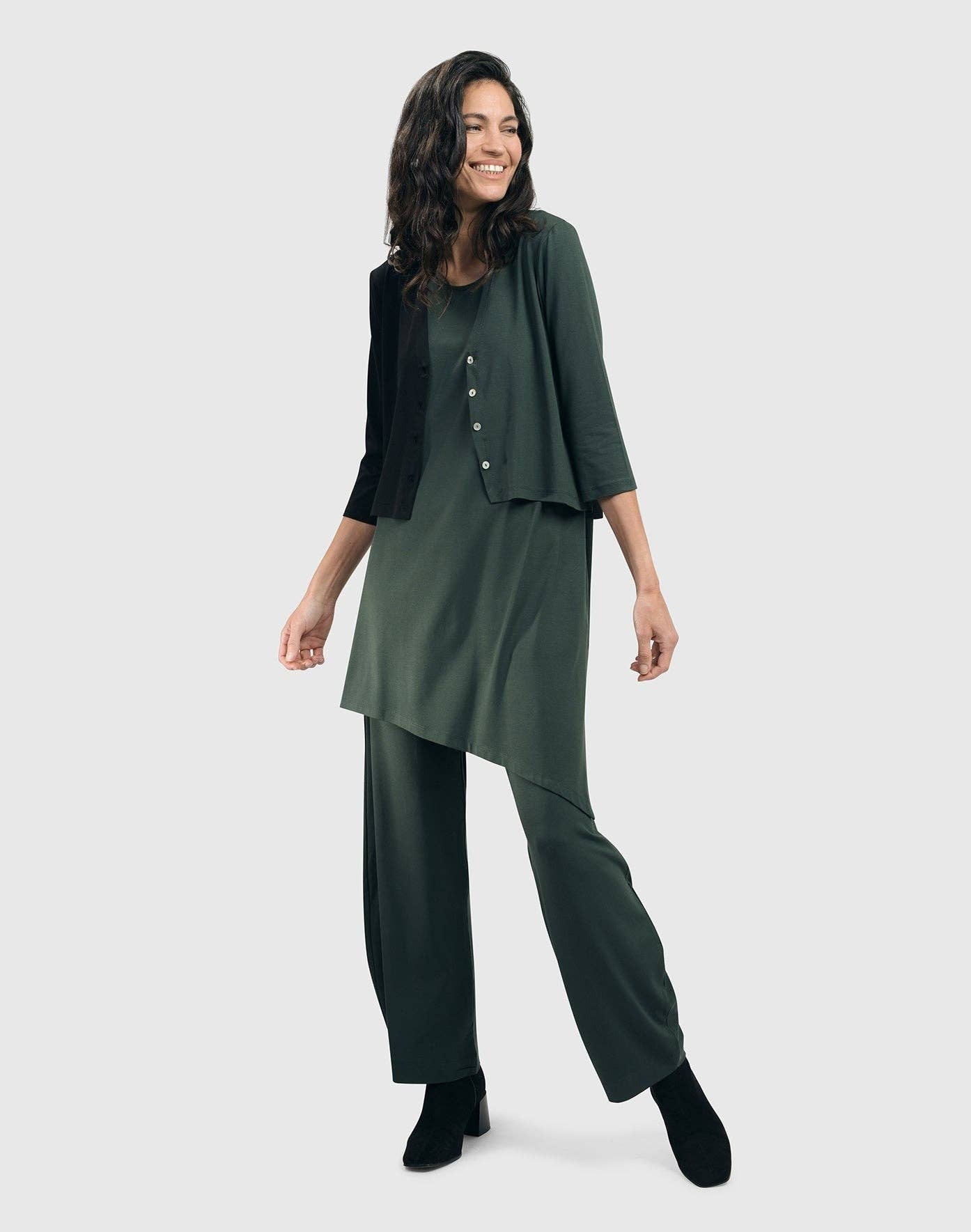 Essential 2-tone Crop Cardigan, Green: Green / 4 (US 12-14)