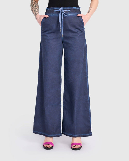 Washed Wide Leg Stretch Jeans, Navy: NAVY / 1 (US 6-8)