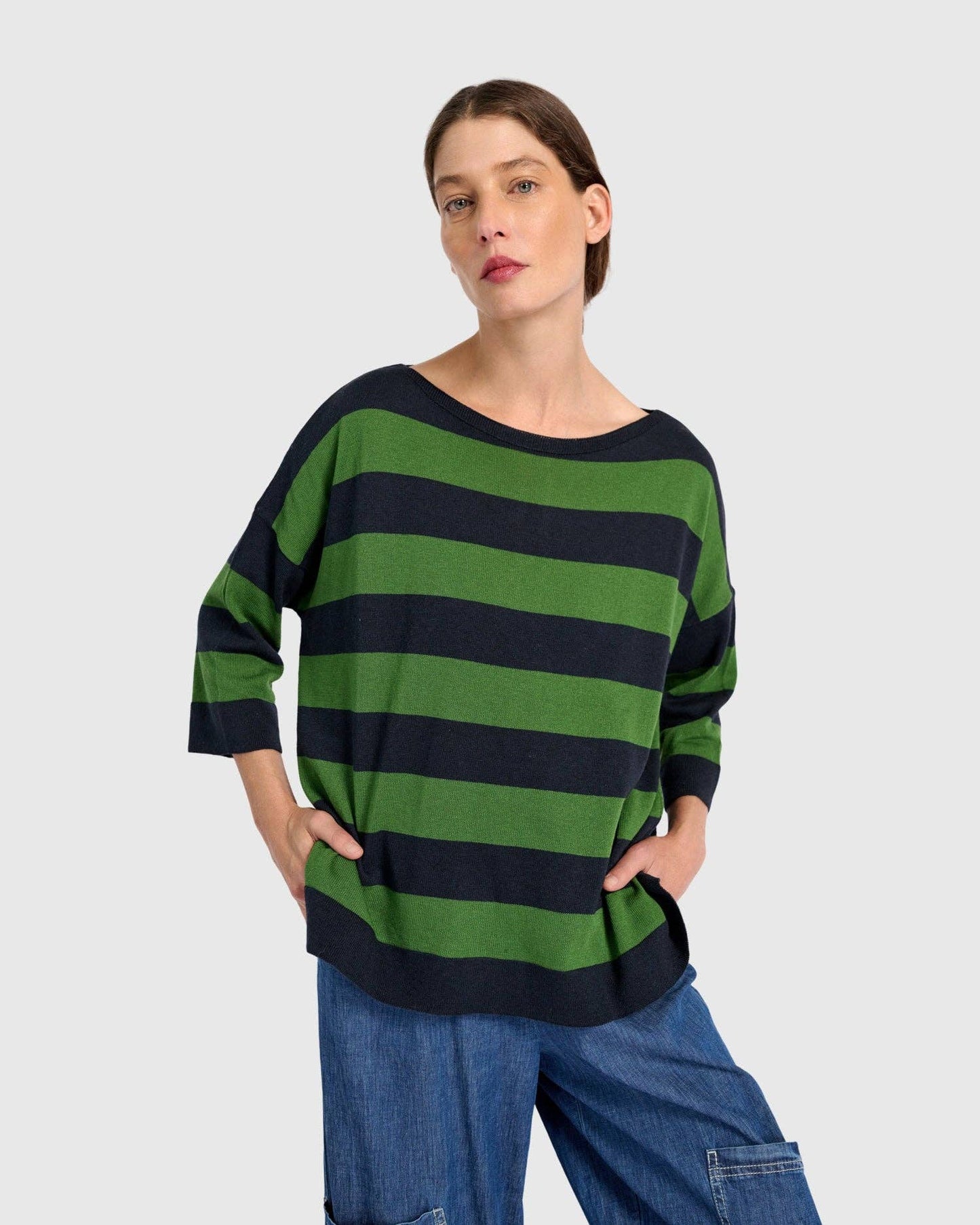 Twiggy Sweater, Clover/Navy: Green / ONE SIZE