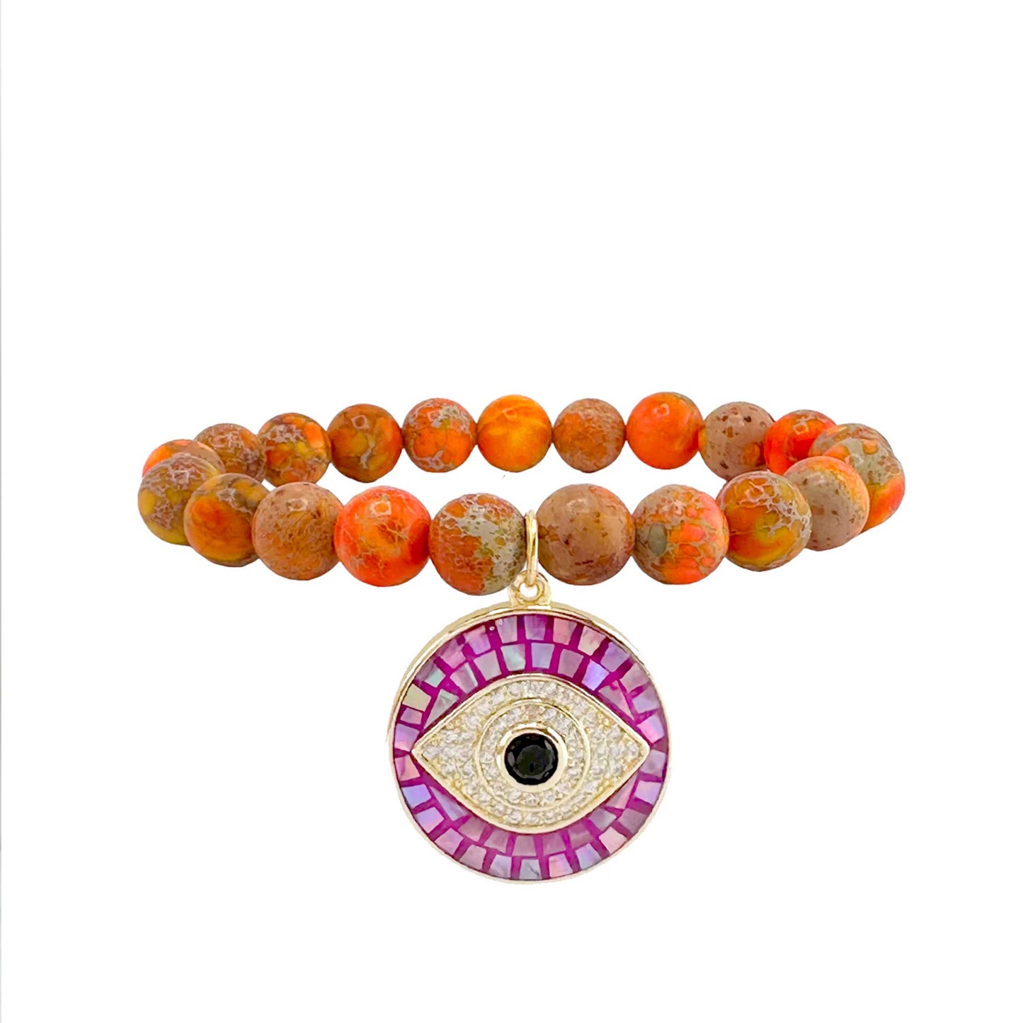 Lena Sea Sediment Jasper Evil Eye Bracelet: Green