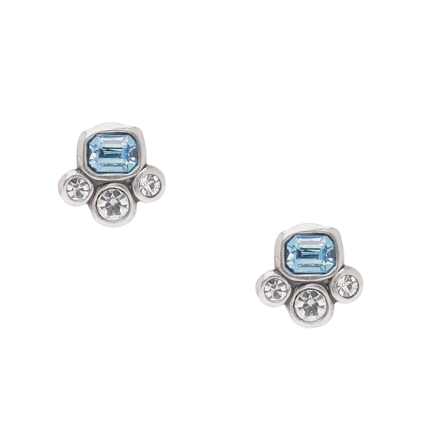 Handmade Blue Crystal Pewter Earrings - 1961