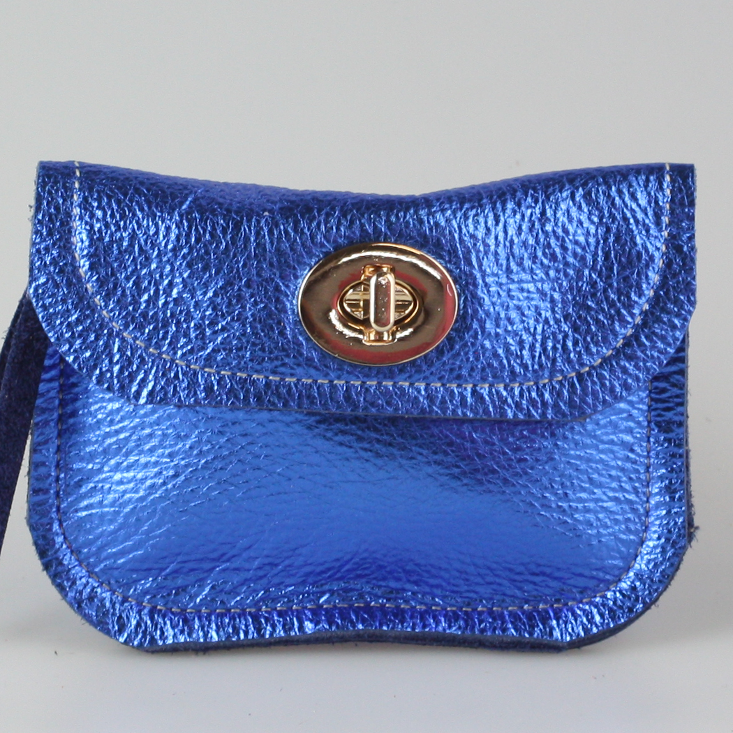 The Turnlock Metallic Leather Wallets: 3 sizes!: Silver / Hamilton: 8"x4.5"