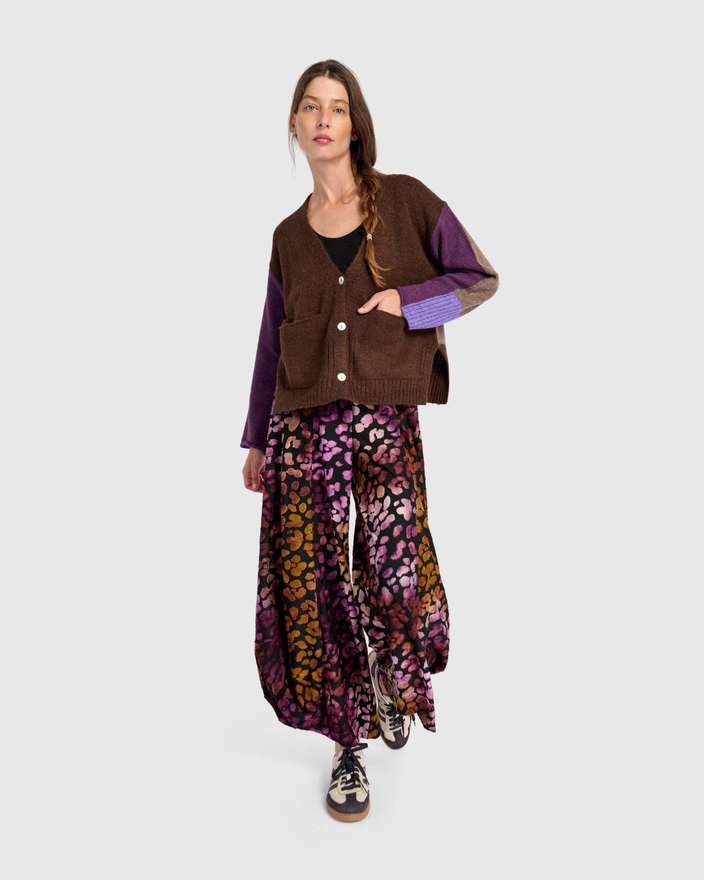 Finch Cardigan, Brown/Purple: MIX / ONE SIZE
