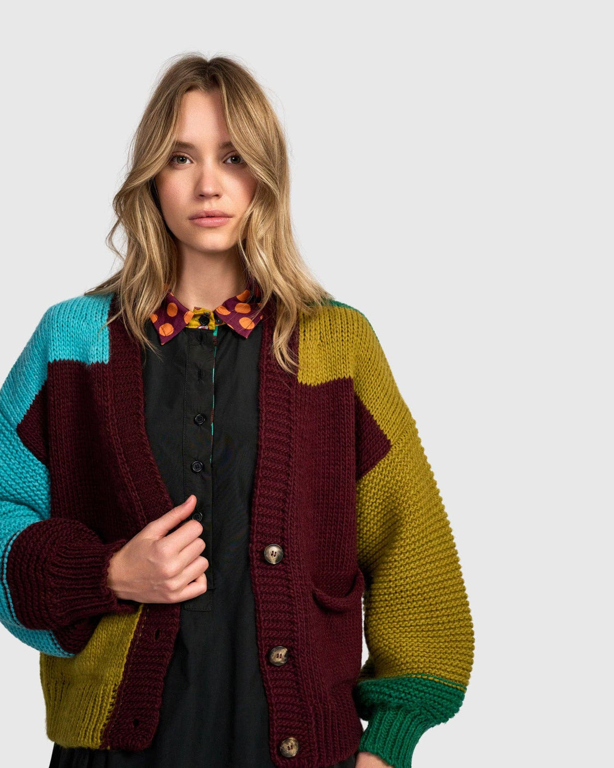 Carnival Chunky Cardigan, Primary Mix: Wine / S (US 8-12)