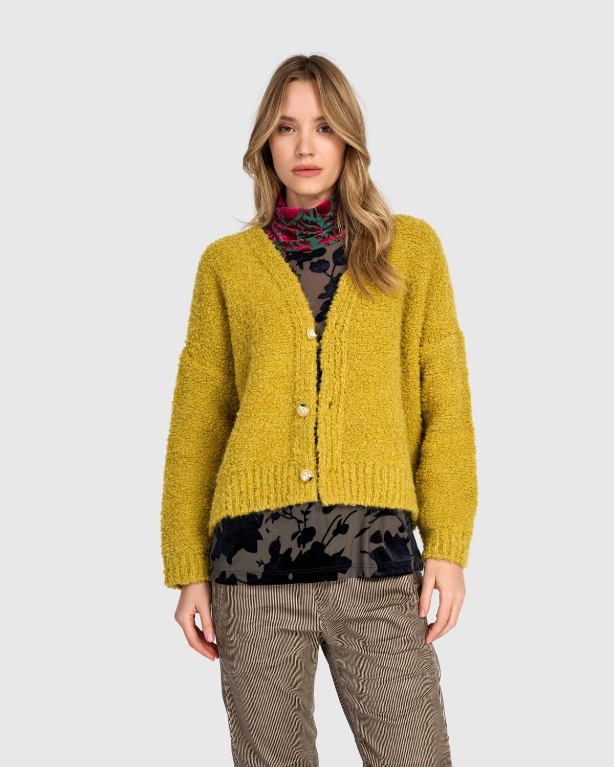 Teddy Boucle Cardigan, Sunflower: Honey / S (US 8-12)