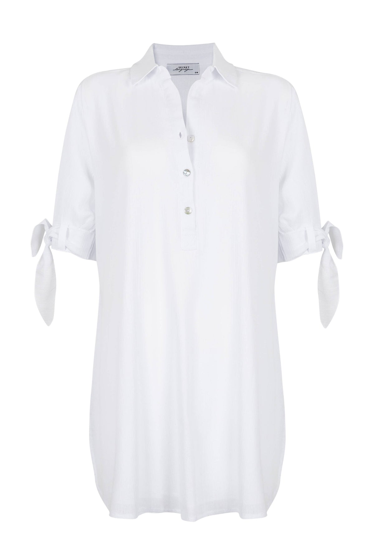 Sherv Mini Dress /  Cotton Tunic, Summer Dress, White Dress: SM