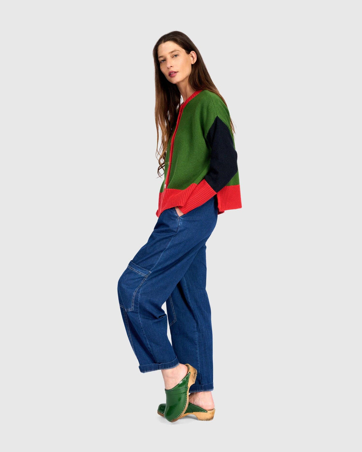 Marmalade Cardigan, Green/Red: Green / ONE SIZE