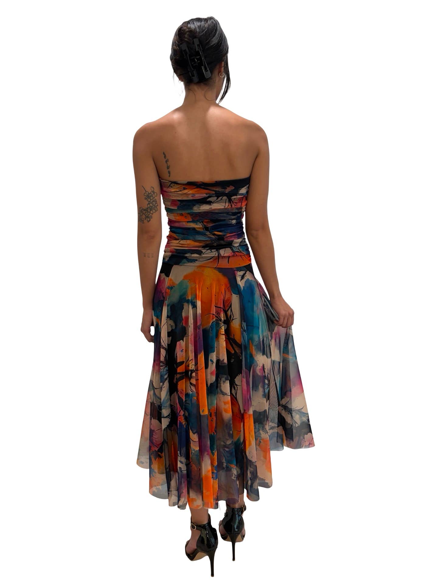 CANDY Strapless Ruched Bodice Circle Skirt Dress  : L