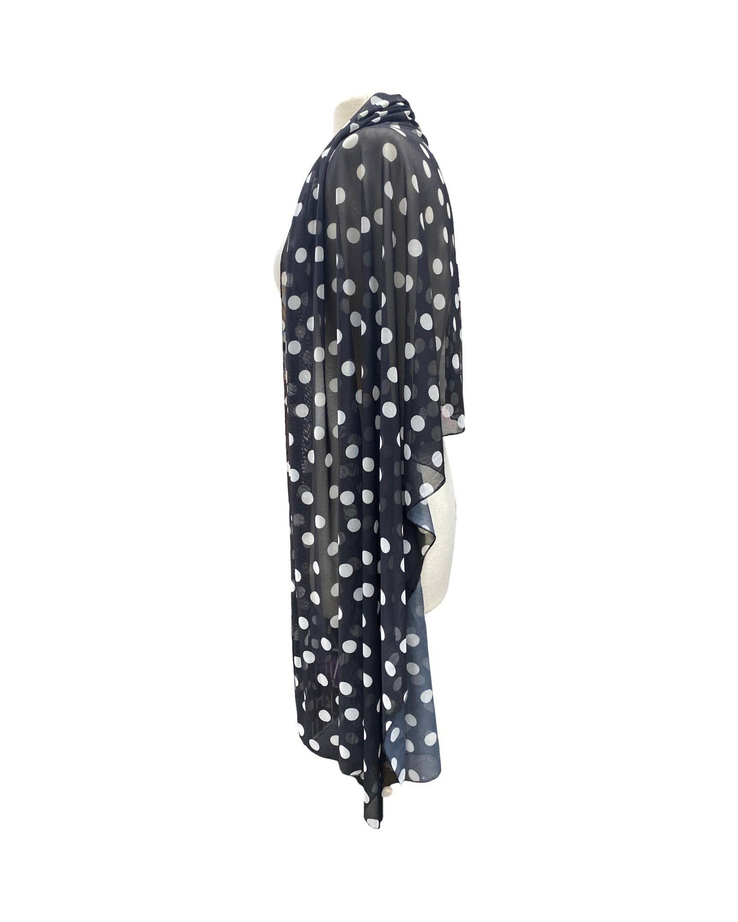 TARA Long & Wide Polka Dot Print Mesh Shawl Stole Wrap - Elana Kattan