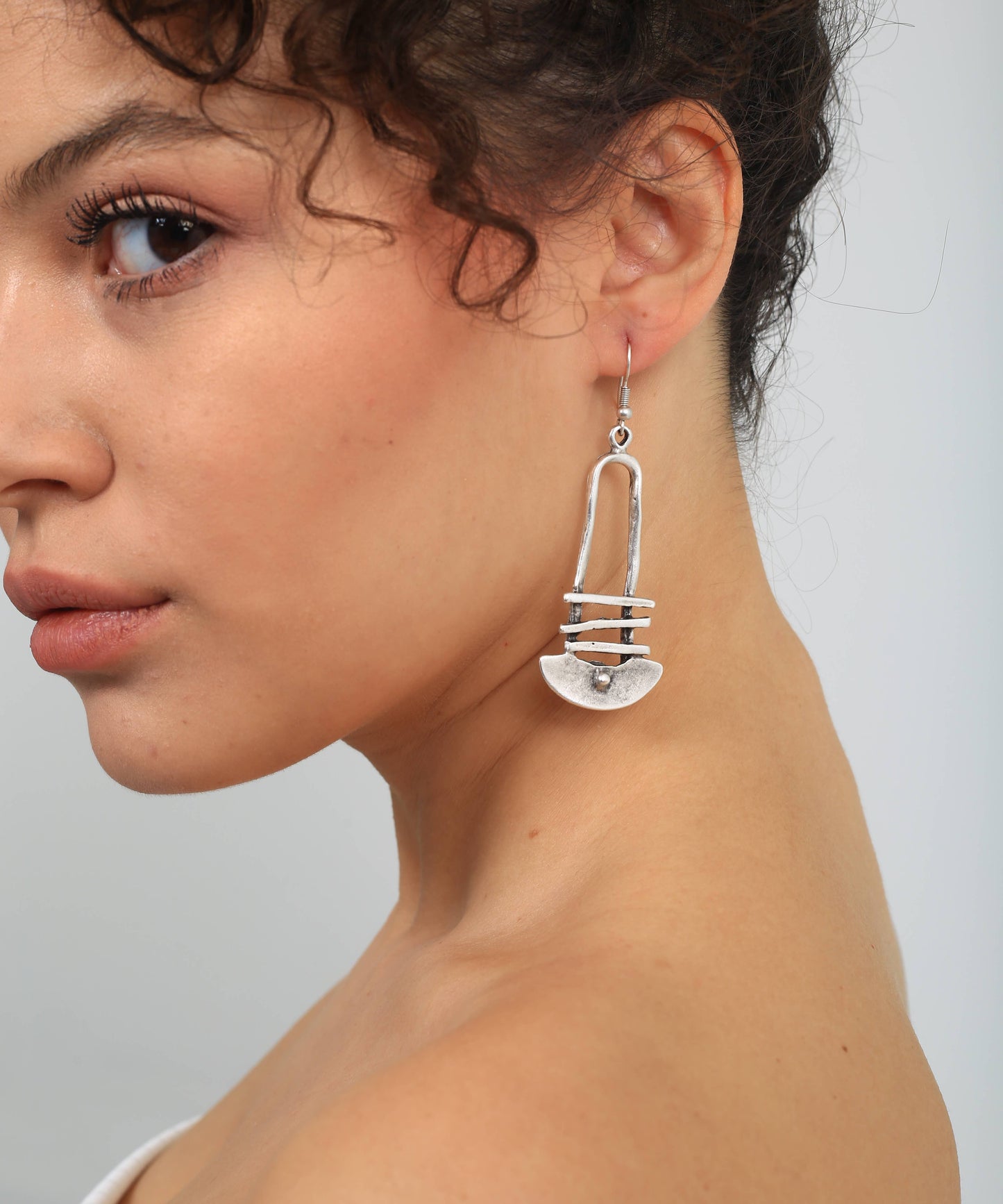 Antique Silver Plated Boho style abstrack Design Earrings