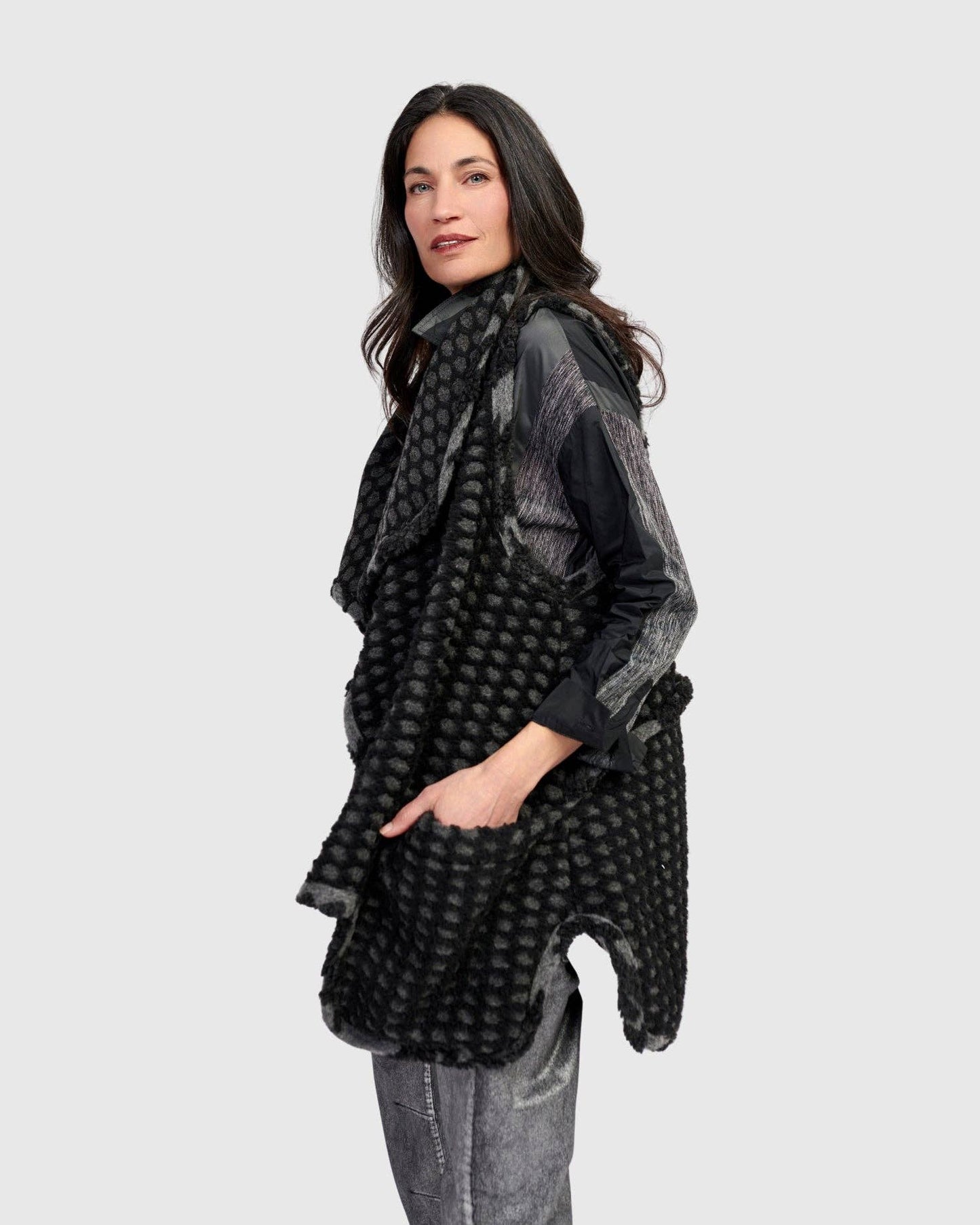 Ashen Cozy Draped Vest, Net: Net / S (US 8-12)