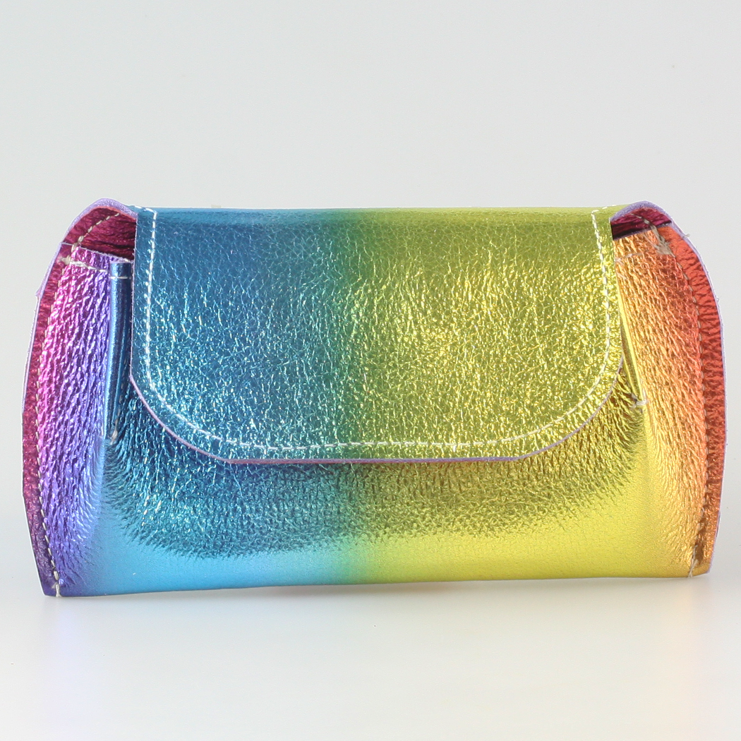 The Marla Sunglass Case: Metallic Leather!: Silver w/ Gold Inside