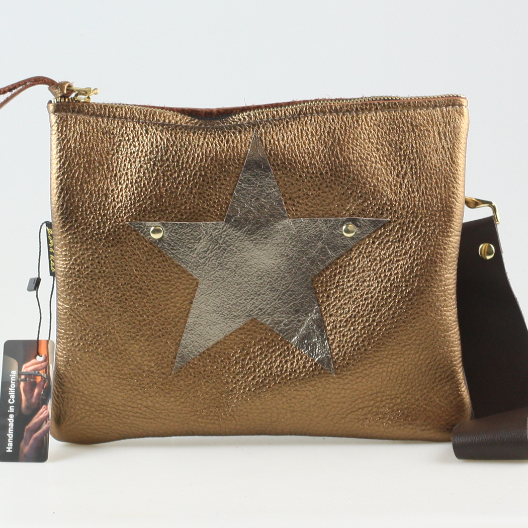 The Applique Taylor Crossbody Bag: Gunmetal w/Platinum Heart / Unlined / 11"x9.5"