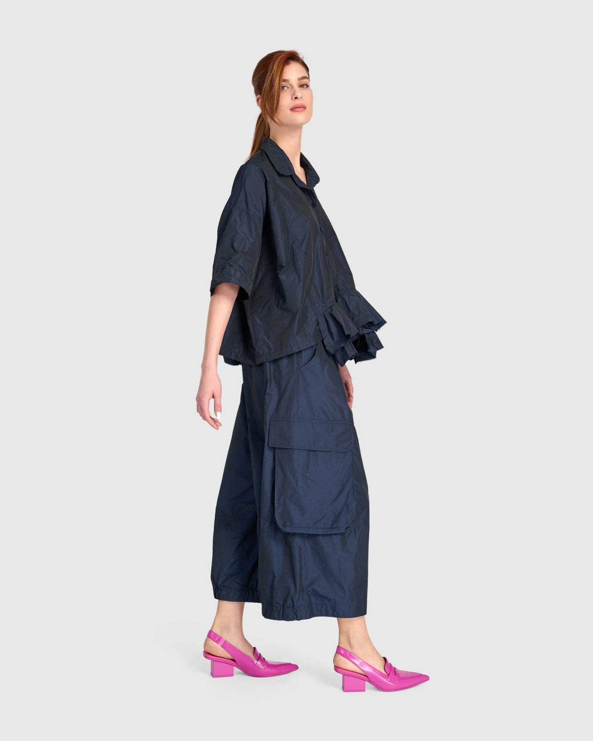 Match Ruffled Shirt, Ink: NAVY / XS (US 6-8)