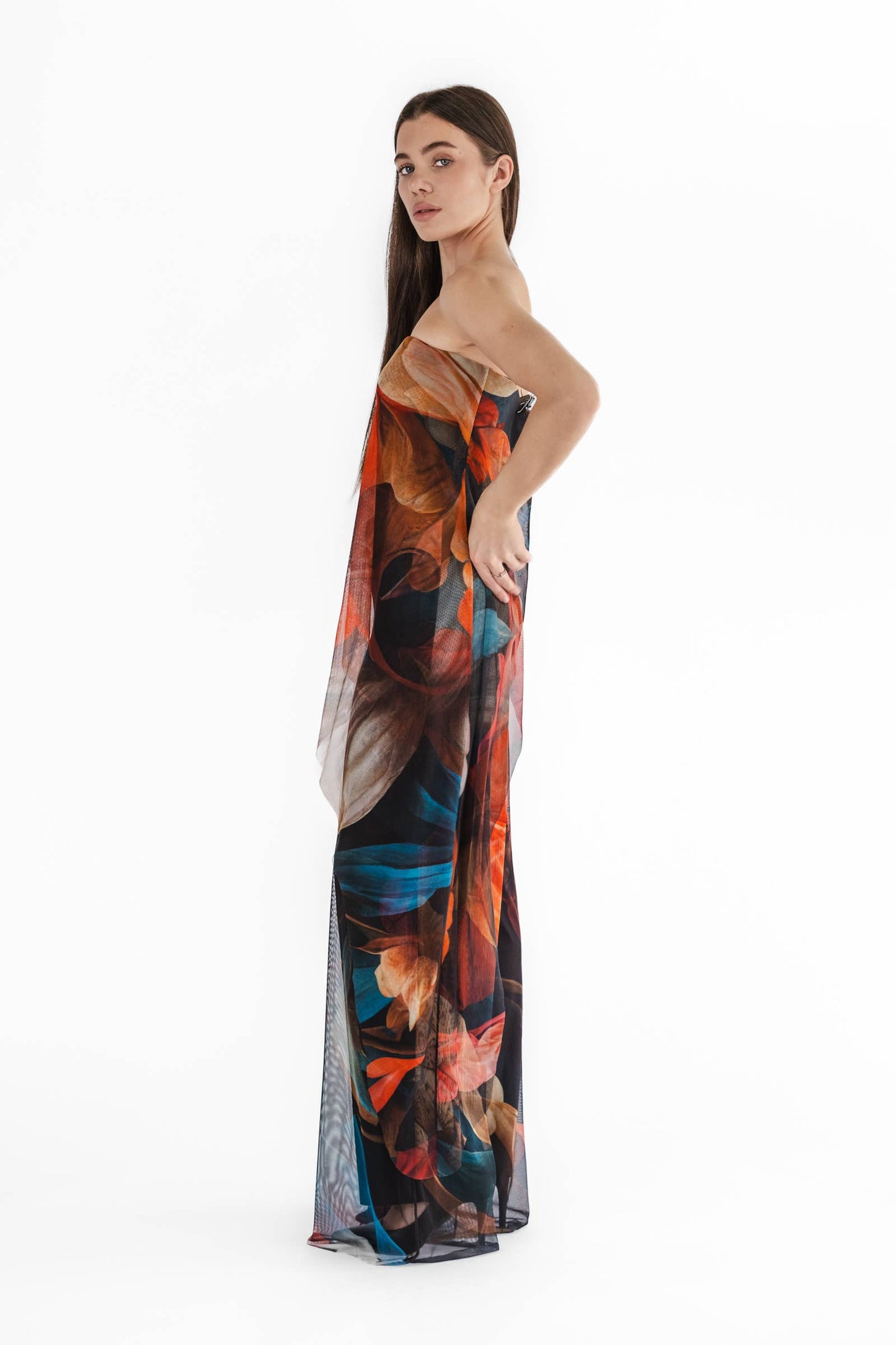 DELILA Strapless Printed Jumpsuit With Overlay - Elana Kattan