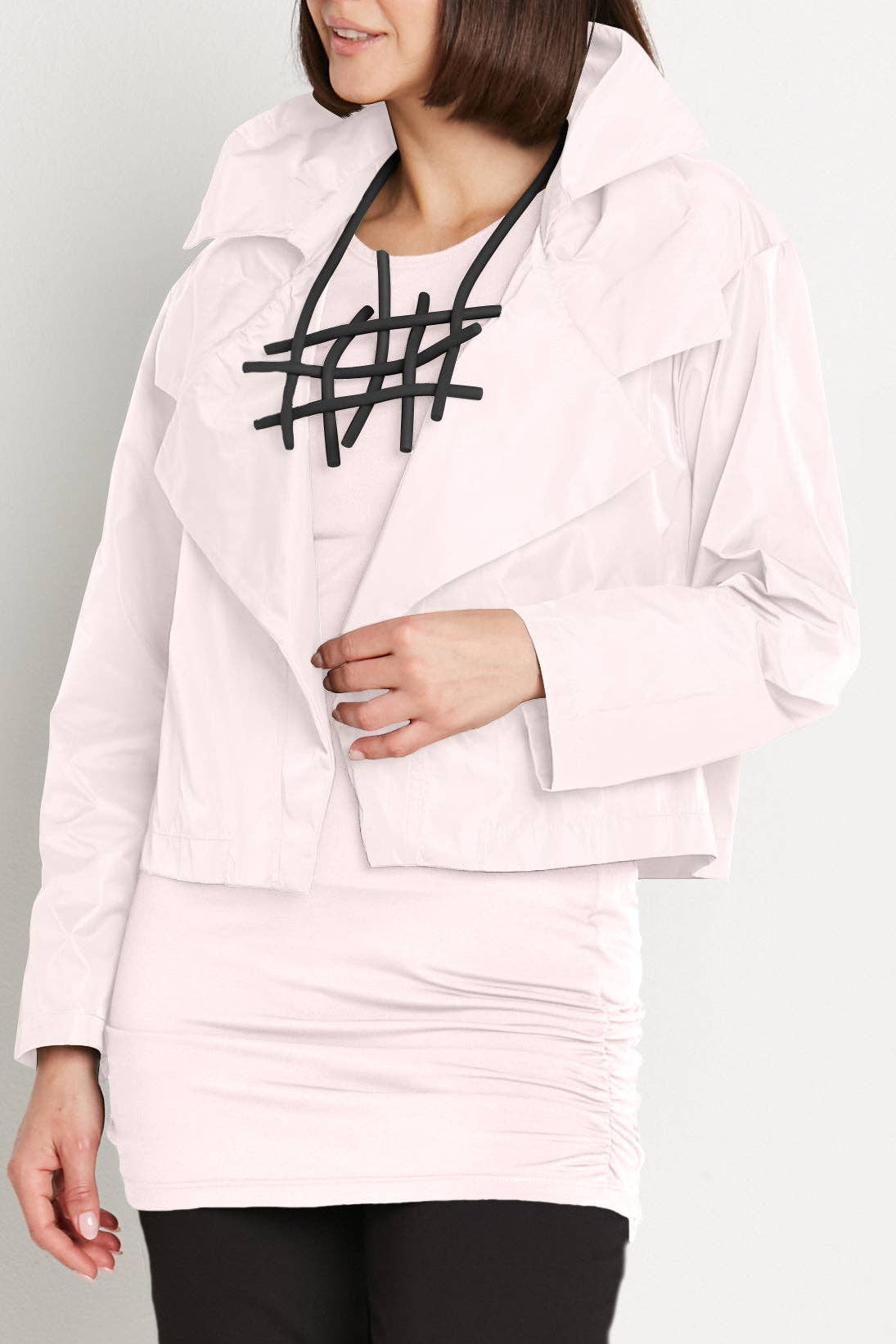 Nylon Triple Collar Jacket - Blush: Blush