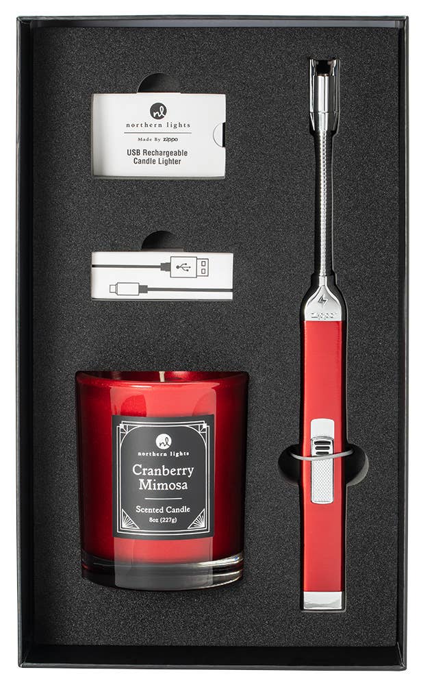 Cranberry Rechargeable Candle Lighter and Candle Gift Set
