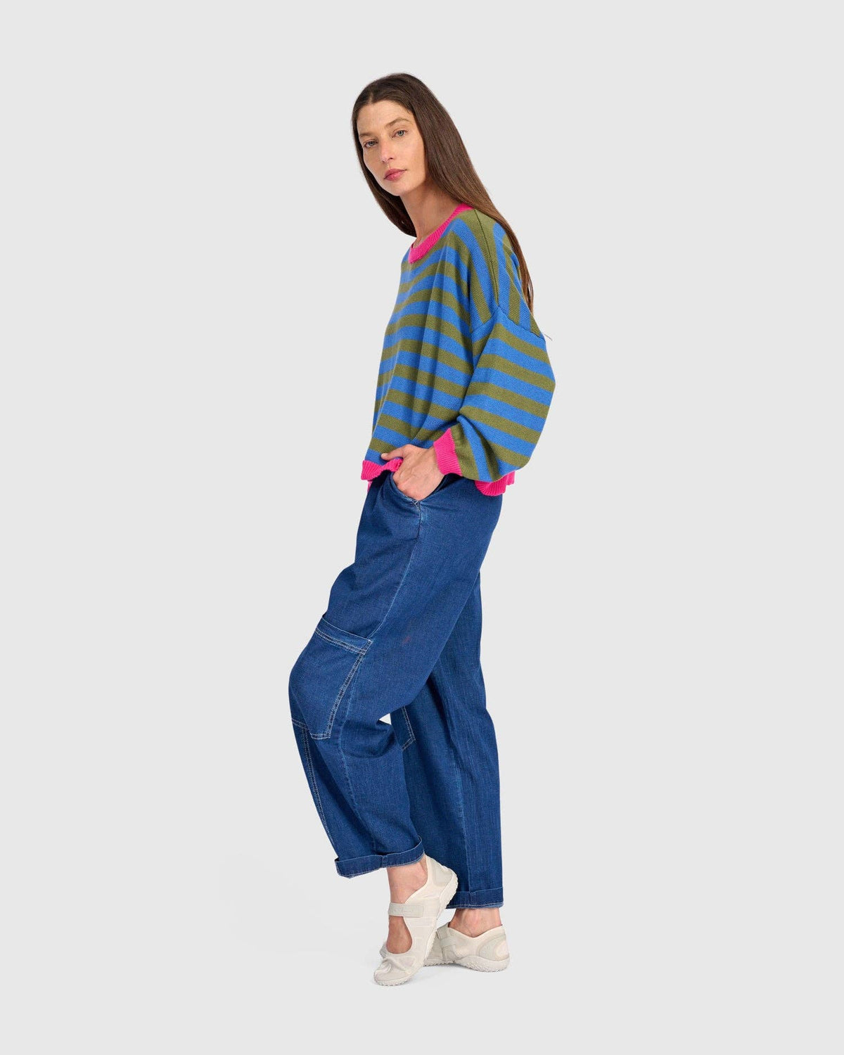 Lolly Stripe Sweater, Indigo: Indigo / ONE SIZE