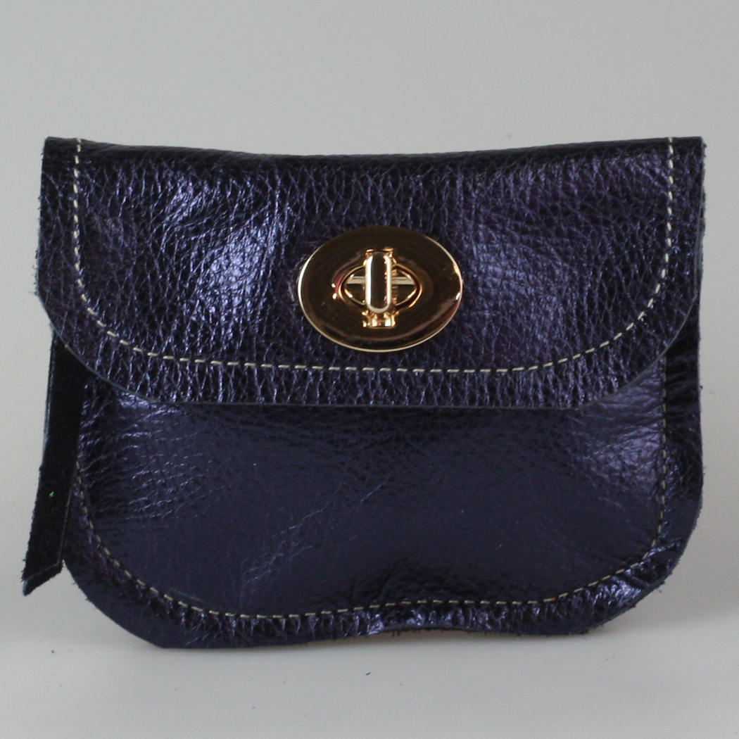 The Turnlock Metallic Leather Wallets: 3 sizes!: Silver / Hamilton: 8"x4.5"