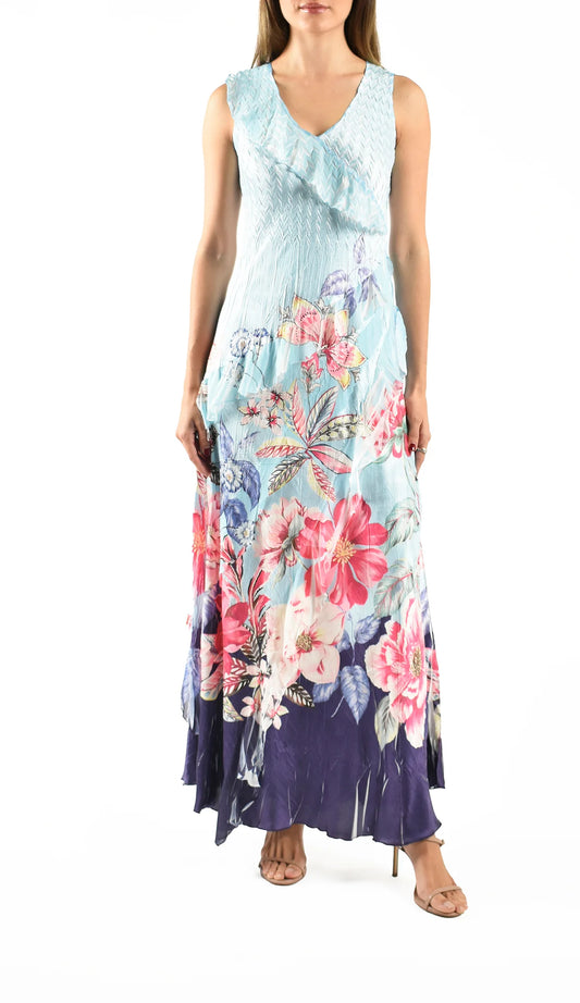 Sleeveless V-Neck Ruffle Dress CAP4409 - KOMAROV
