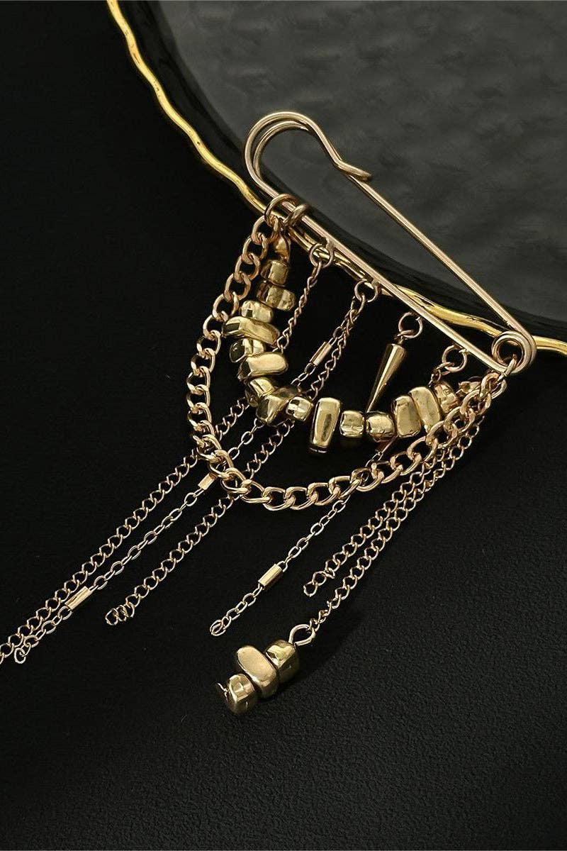Elegant Chain Brooch for Women: GOLD / One Size